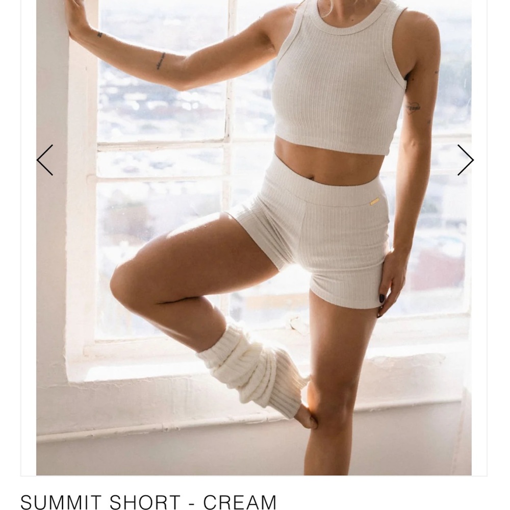 Cleo Harper Cream Athletic Shorts High-Waisted Relaxed Fit